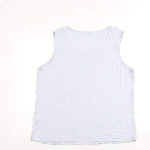 M&Co Womens Blue Polyester Basic Tank Size 20 Boat Neck - Crocheted Lace Front