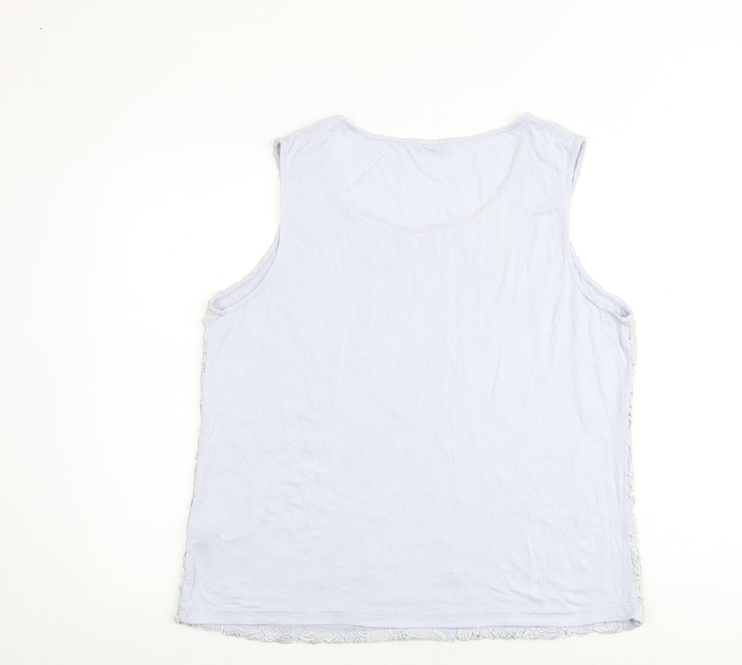 M&Co Womens Blue Polyester Basic Tank Size 20 Boat Neck - Crocheted Lace Front
