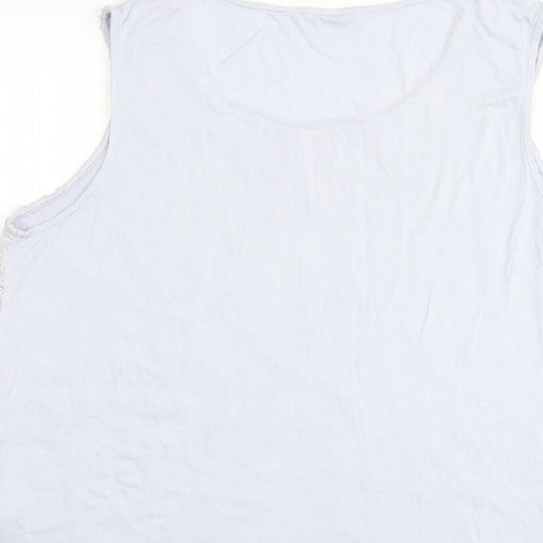 M&Co Womens Blue Polyester Basic Tank Size 20 Boat Neck - Crocheted Lace Front
