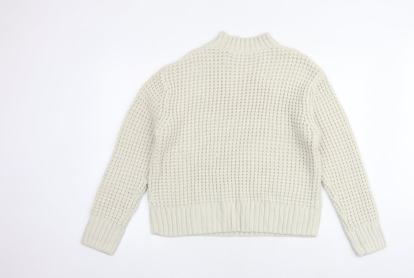 Marks and Spencer Womens Beige Round Neck Acrylic Pullover Jumper Size M