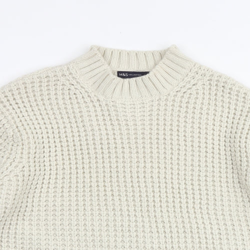 Marks and Spencer Womens Beige Round Neck Acrylic Pullover Jumper Size M