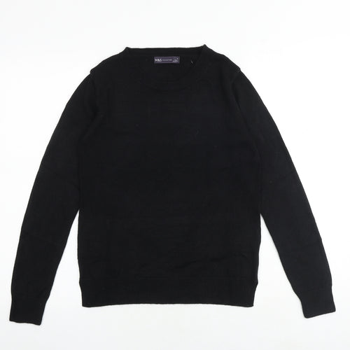 Marks and Spencer Womens Black Round Neck Acrylic Pullover Jumper Size 8 Pullover