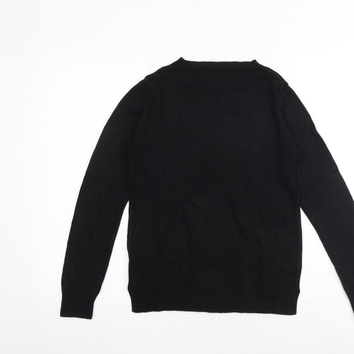 Marks and Spencer Womens Black Round Neck Acrylic Pullover Jumper Size 8 Pullover
