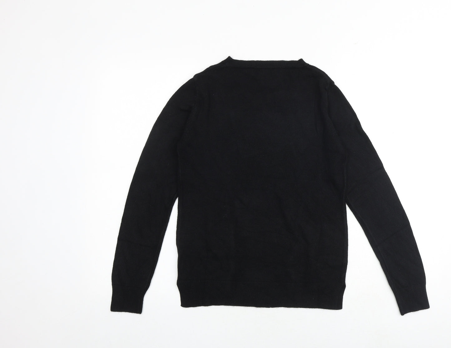 Marks and Spencer Womens Black Round Neck Acrylic Pullover Jumper Size 8 Pullover