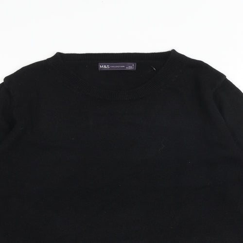 Marks and Spencer Womens Black Round Neck Acrylic Pullover Jumper Size 8 Pullover