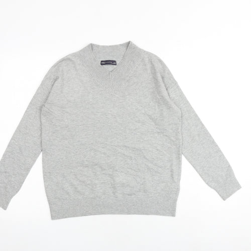 Marks and Spencer Womens Grey V-Neck Viscose Pullover Jumper Size XS