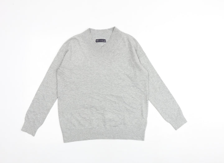 Marks and Spencer Womens Grey V-Neck Viscose Pullover Jumper Size XS