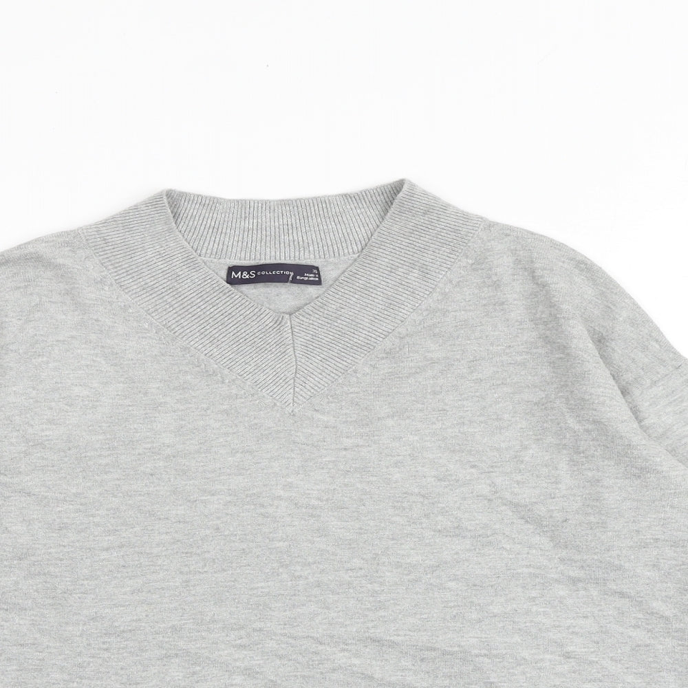 Marks and Spencer Womens Grey V-Neck Viscose Pullover Jumper Size XS
