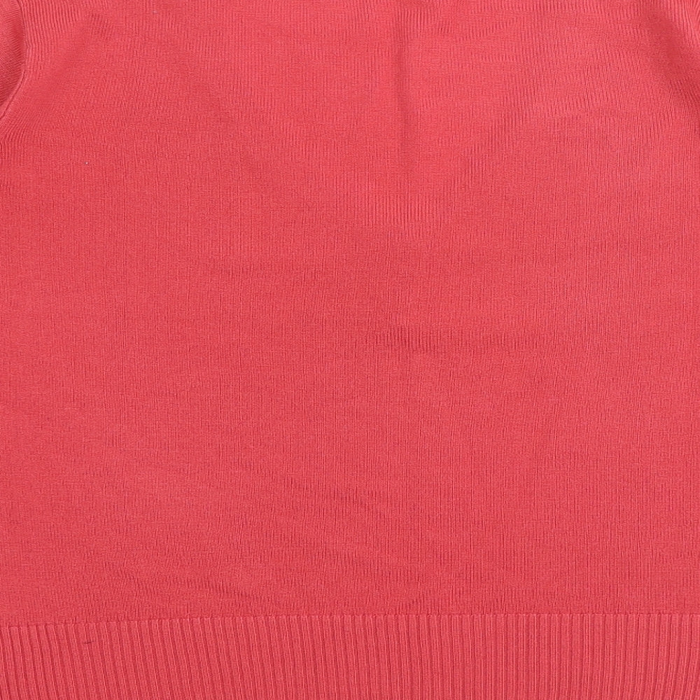 Marks and Spencer Womens Red V-Neck Acrylic Pullover Jumper Size 12