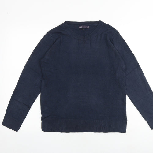 Marks and Spencer Womens Blue Round Neck Acrylic Pullover Jumper Size 12