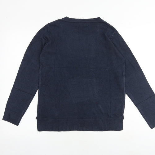 Marks and Spencer Womens Blue Round Neck Acrylic Pullover Jumper Size 12