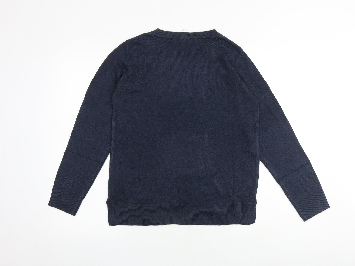 Marks and Spencer Womens Blue Round Neck Acrylic Pullover Jumper Size 12