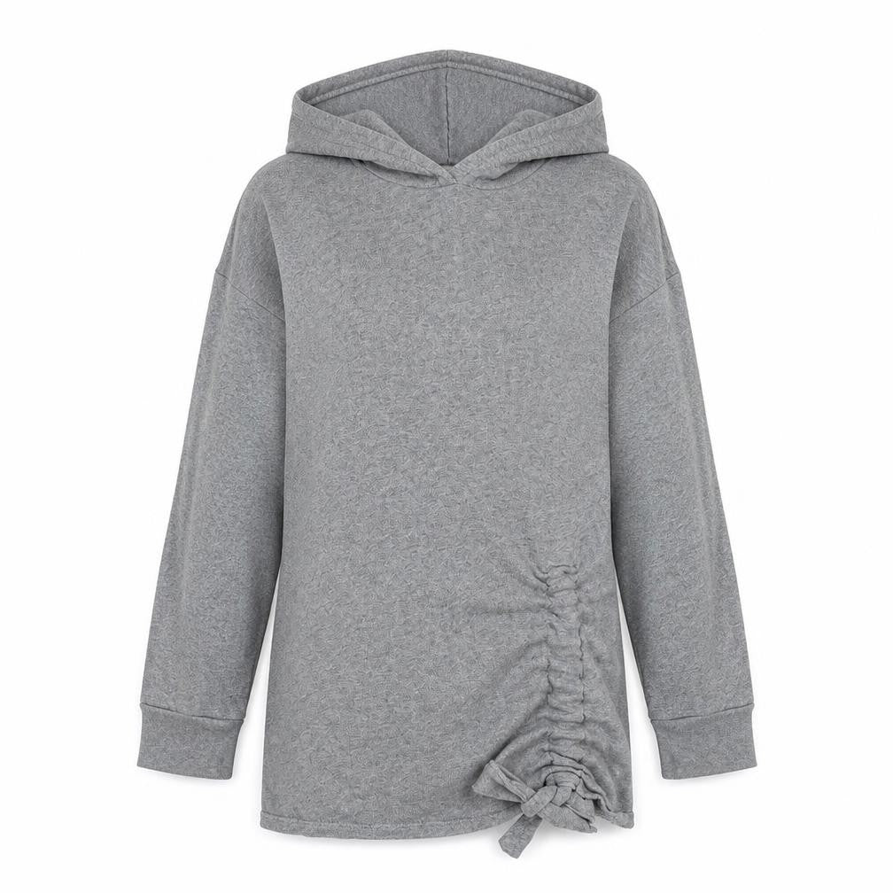 Front view of Next women’s grey chlorofibre pullover hoodie, size XS, pullover