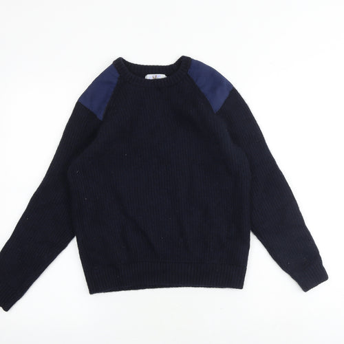 John Partidge Boys Blue Round Neck Wool Pullover Jumper Size M Pullover