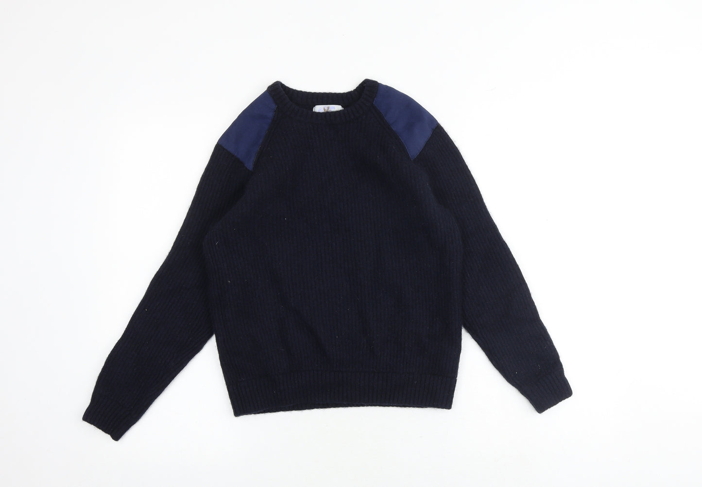 John Partidge Boys Blue Round Neck Wool Pullover Jumper Size M Pullover