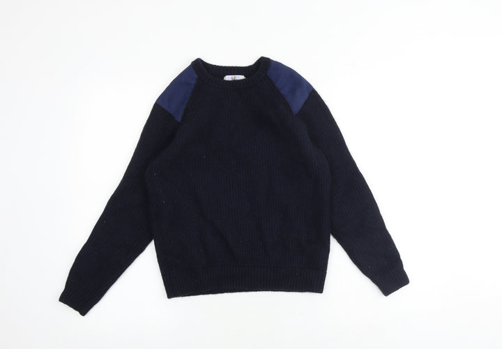 John Partidge Boys Blue Round Neck Wool Pullover Jumper Size M Pullover