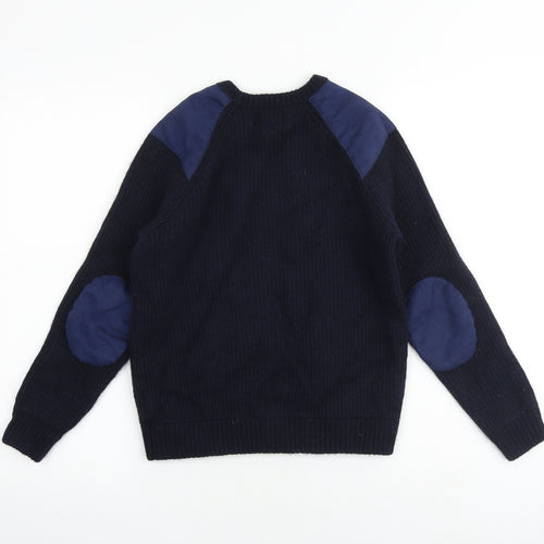 John Partidge Boys Blue Round Neck Wool Pullover Jumper Size M Pullover