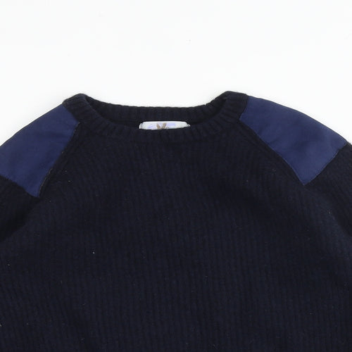 John Partidge Boys Blue Round Neck Wool Pullover Jumper Size M Pullover