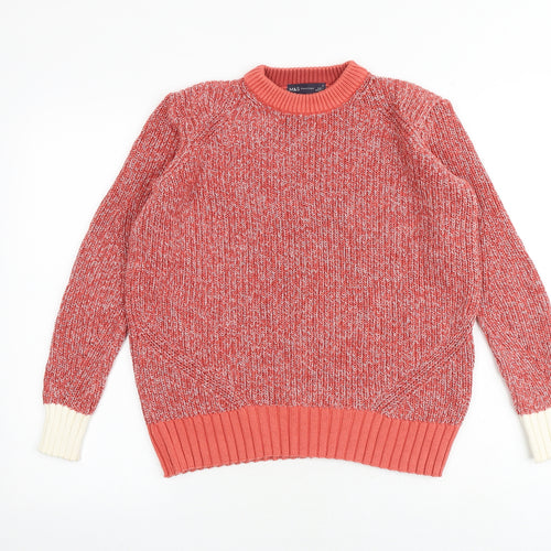 Marks and Spencer Womens Multicoloured Round Neck 100% Cotton Pullover Jumper Size S