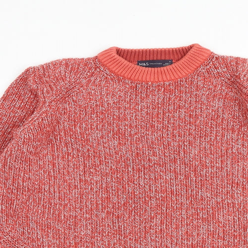 Marks and Spencer Womens Multicoloured Round Neck 100% Cotton Pullover Jumper Size S