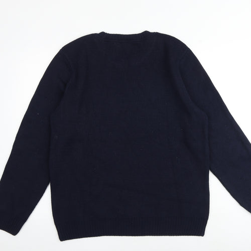 River Island Mens Blue Round Neck Acrylic Pullover Jumper Size L Long Sleeve - Snow Cabin