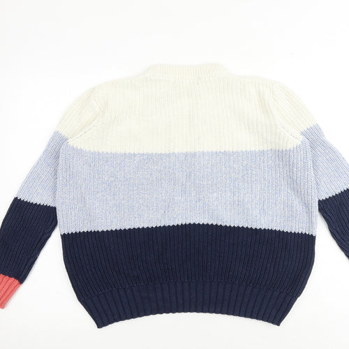 Marks and Spencer Womens Multicoloured Round Neck Striped 100% Cotton Pullover Jumper Size S