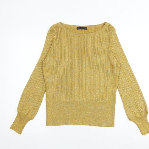 Marks and Spencer Womens Yellow Boat Neck Viscose Pullover Jumper Size M