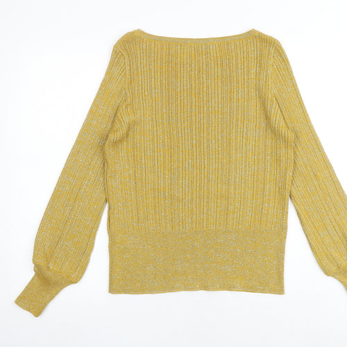 Marks and Spencer Womens Yellow Boat Neck Viscose Pullover Jumper Size M