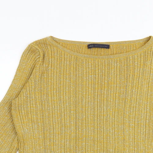 Marks and Spencer Womens Yellow Boat Neck Viscose Pullover Jumper Size M