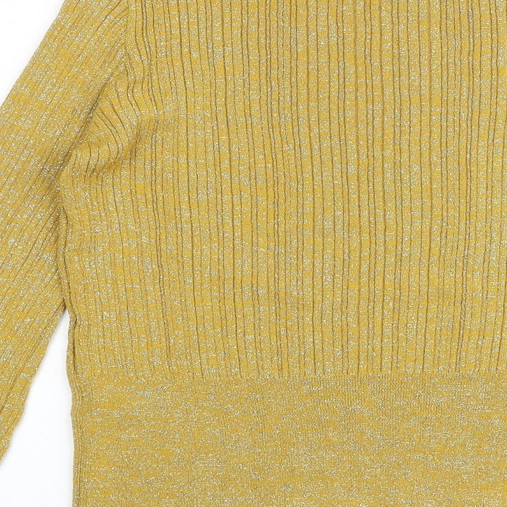 Marks and Spencer Womens Yellow Boat Neck Viscose Pullover Jumper Size M