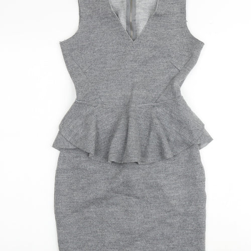 Country Road Womens Grey Wool Bodycon Size 2XS V-Neck Zip