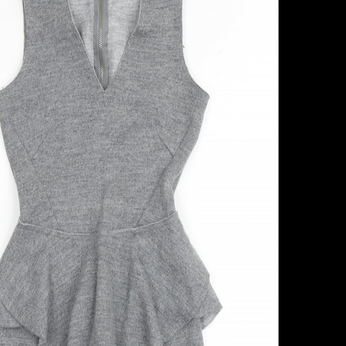 Country Road Womens Grey Wool Bodycon Size 2XS V-Neck Zip