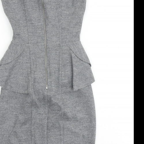 Country Road Womens Grey Wool Bodycon Size 2XS V-Neck Zip