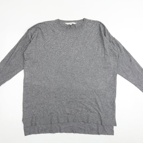 Amari Freya Womens Grey Round Neck Viscose Pullover Jumper Size S - Size S-M