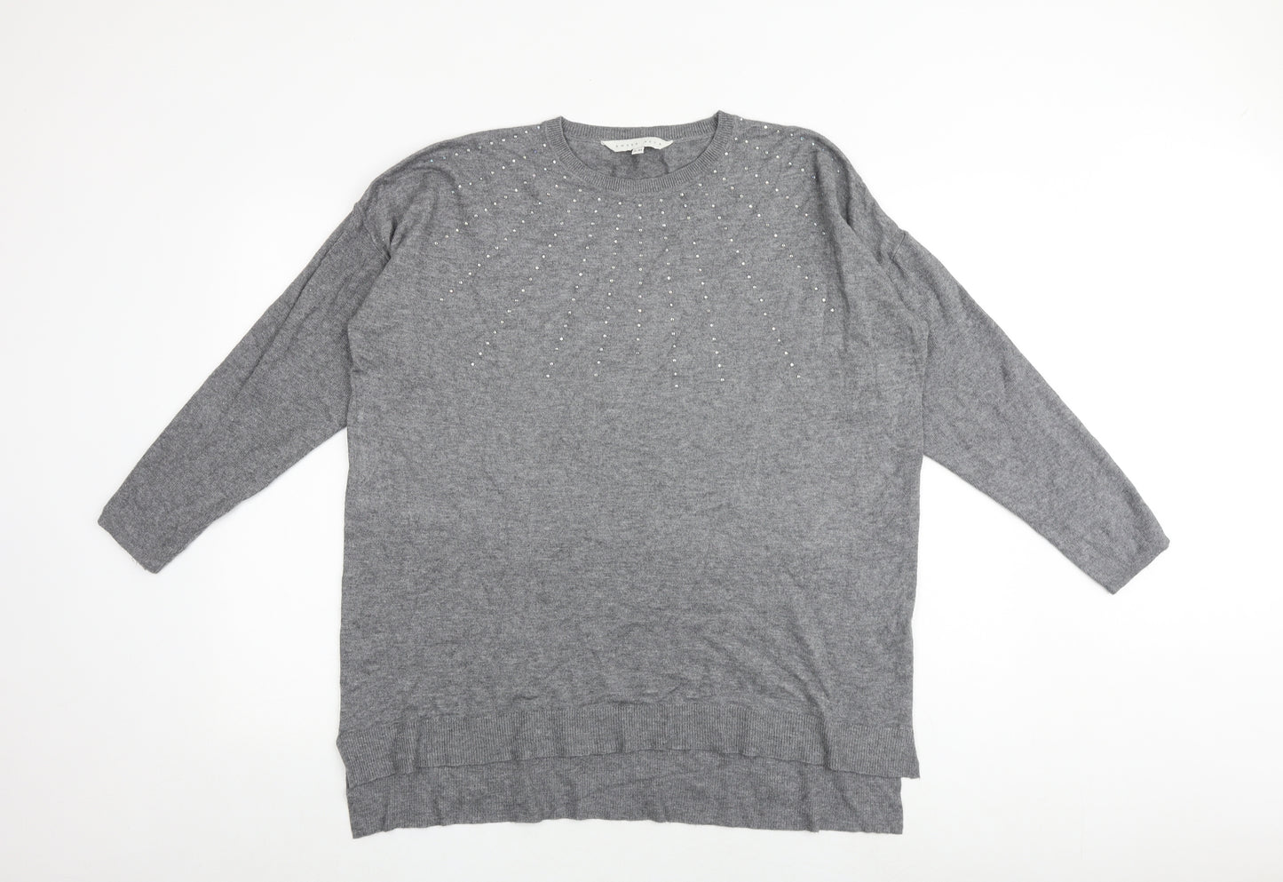 Amari Freya Womens Grey Round Neck Viscose Pullover Jumper Size S - Size S-M