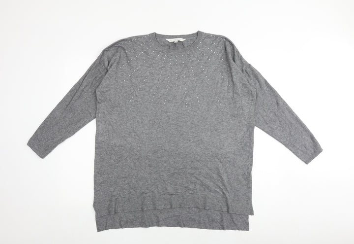 Amari Freya Womens Grey Round Neck Viscose Pullover Jumper Size S - Size S-M