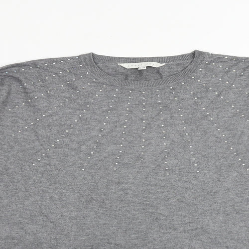Amari Freya Womens Grey Round Neck Viscose Pullover Jumper Size S - Size S-M