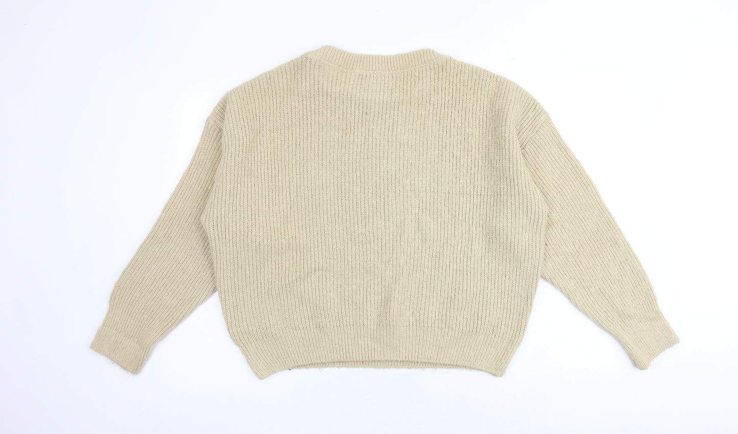 Topshop Womens Brown Round Neck Geometric Acrylic Pullover Jumper Size L