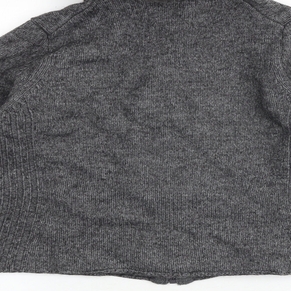 Marks and Spencer Womens Grey High Neck Acrylic Full Zip Jumper Size 12