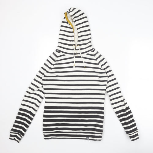 Joules Womens White Striped Cotton Pullover Hoodie Size 8 Pullover