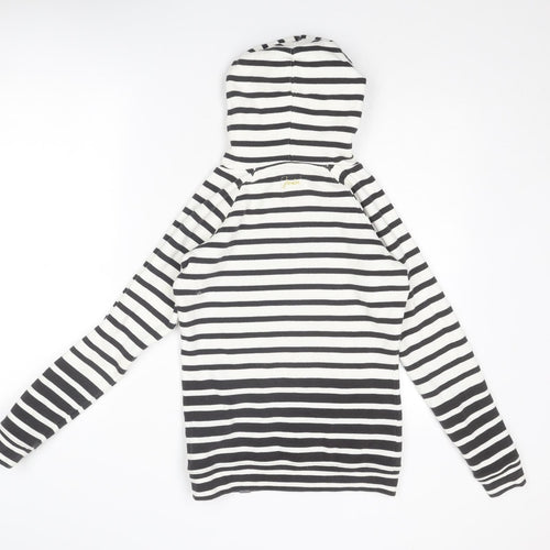 Joules Womens White Striped Cotton Pullover Hoodie Size 8 Pullover
