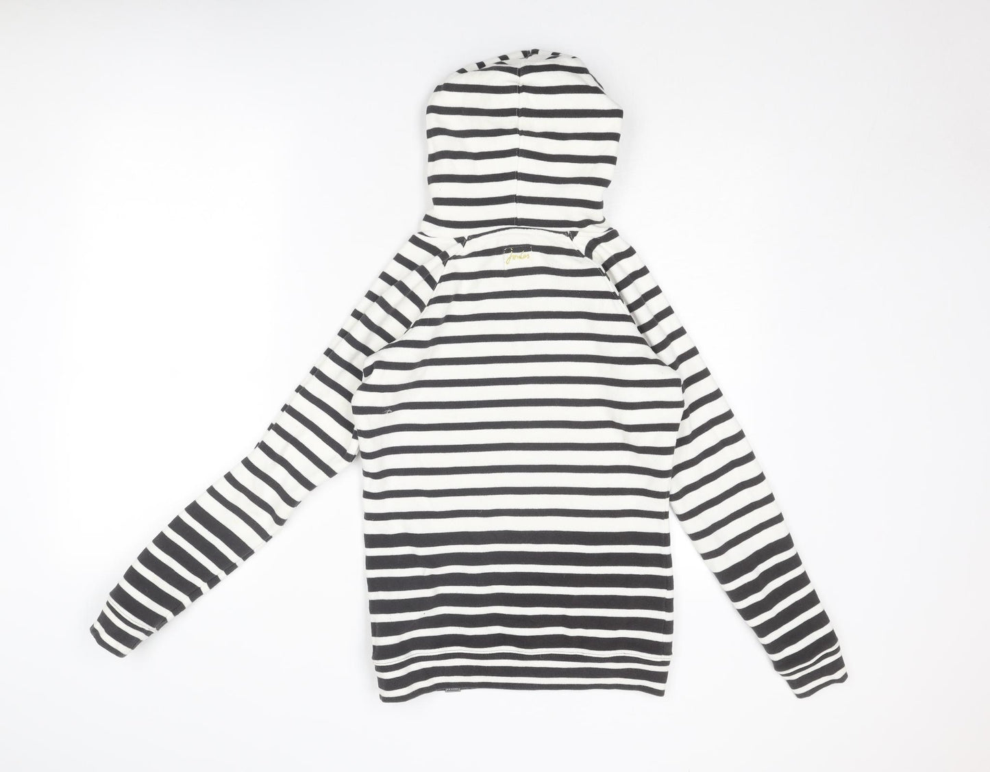Joules Womens White Striped Cotton Pullover Hoodie Size 8 Pullover