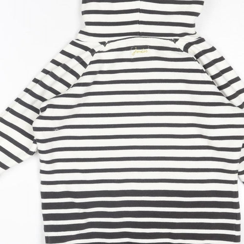 Joules Womens White Striped Cotton Pullover Hoodie Size 8 Pullover