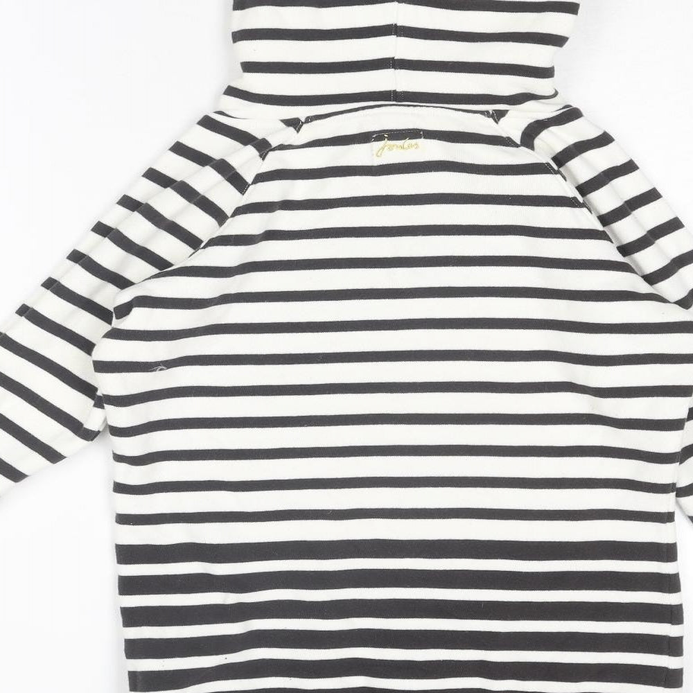 Joules Womens White Striped Cotton Pullover Hoodie Size 8 Pullover