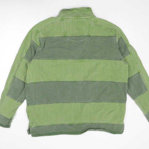 Fat Face Mens Green Striped Cotton Henley Sweatshirt Size 2XL