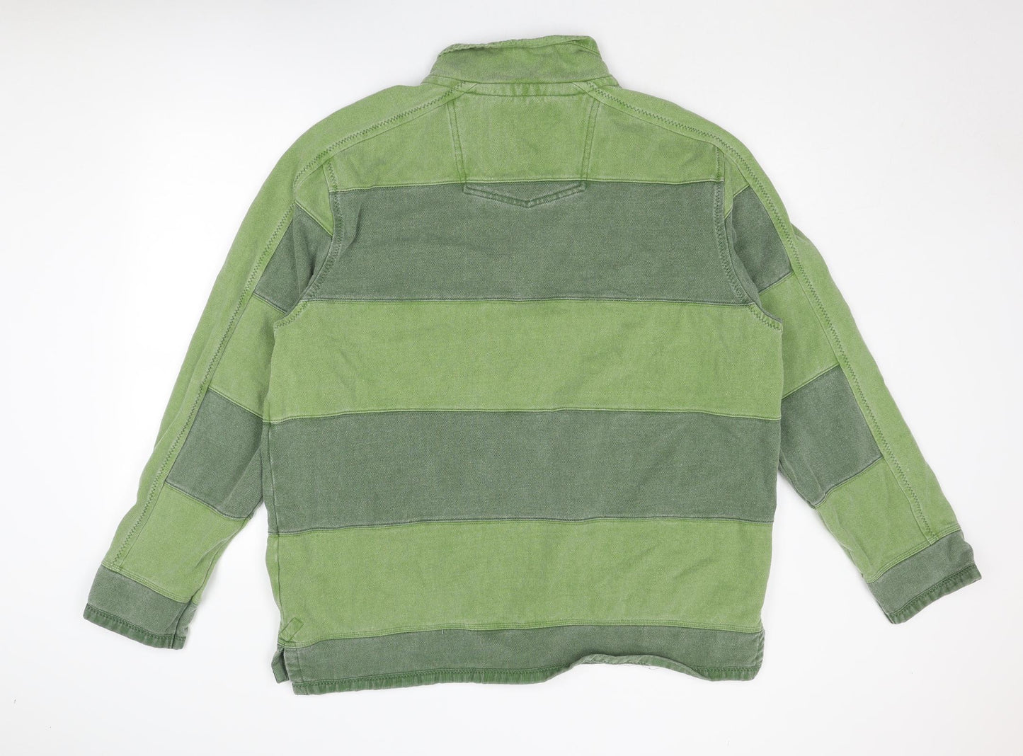 Fat Face Mens Green Striped Cotton Henley Sweatshirt Size 2XL
