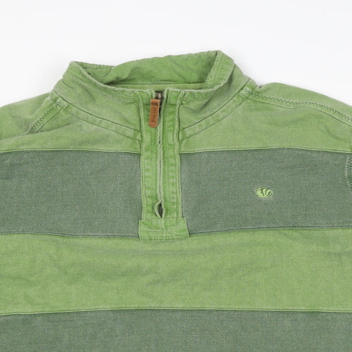 Fat Face Mens Green Striped Cotton Henley Sweatshirt Size 2XL