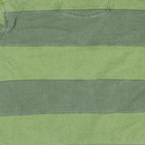 Fat Face Mens Green Striped Cotton Henley Sweatshirt Size 2XL