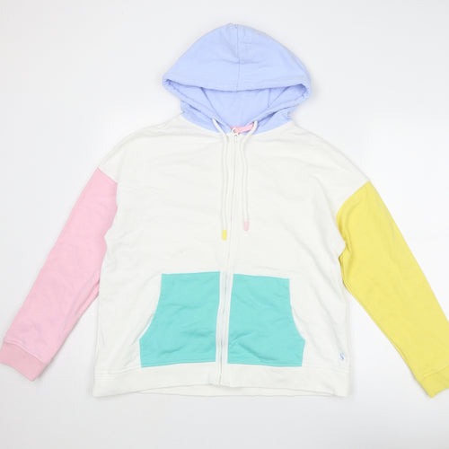 Joules Womens Multicoloured Colourblock Cotton Full Zip Hoodie Size 14 Zip