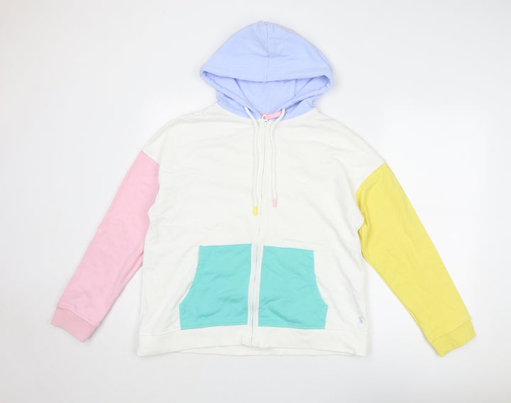 Joules Womens Multicoloured Colourblock Cotton Full Zip Hoodie Size 14 Zip